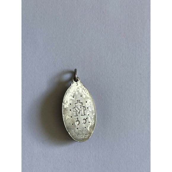 Vintage St. Mary M de Jean Sterling Silver Pendant Medal Catholic Charm - Picture 2 of 3